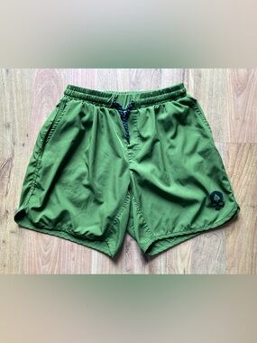 Zero Foxtrot Mens 2XL Poly Stretch Training Shorts Green Skull Spade Logo